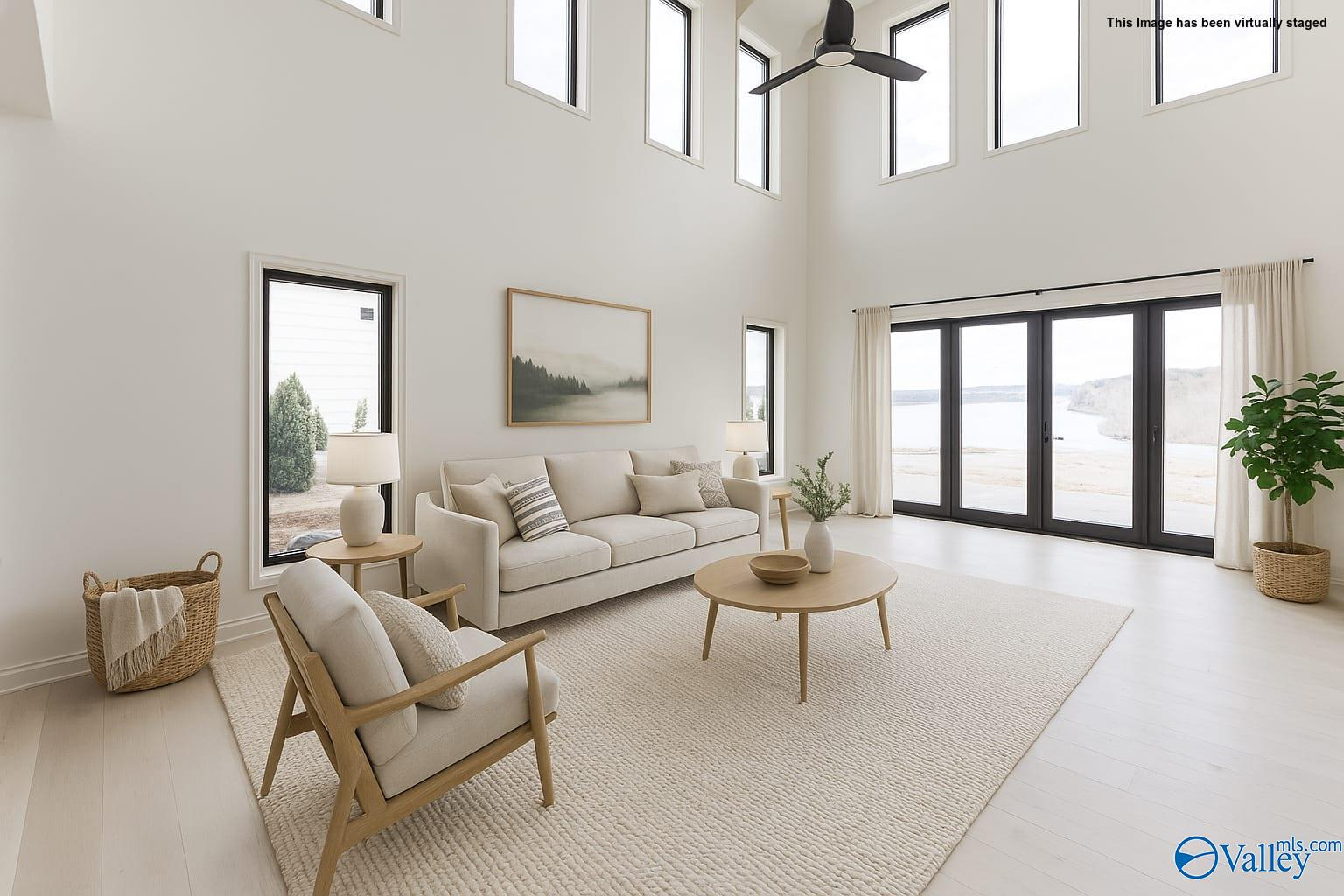 Great Room — Floor-to-Ceiling Lake Views