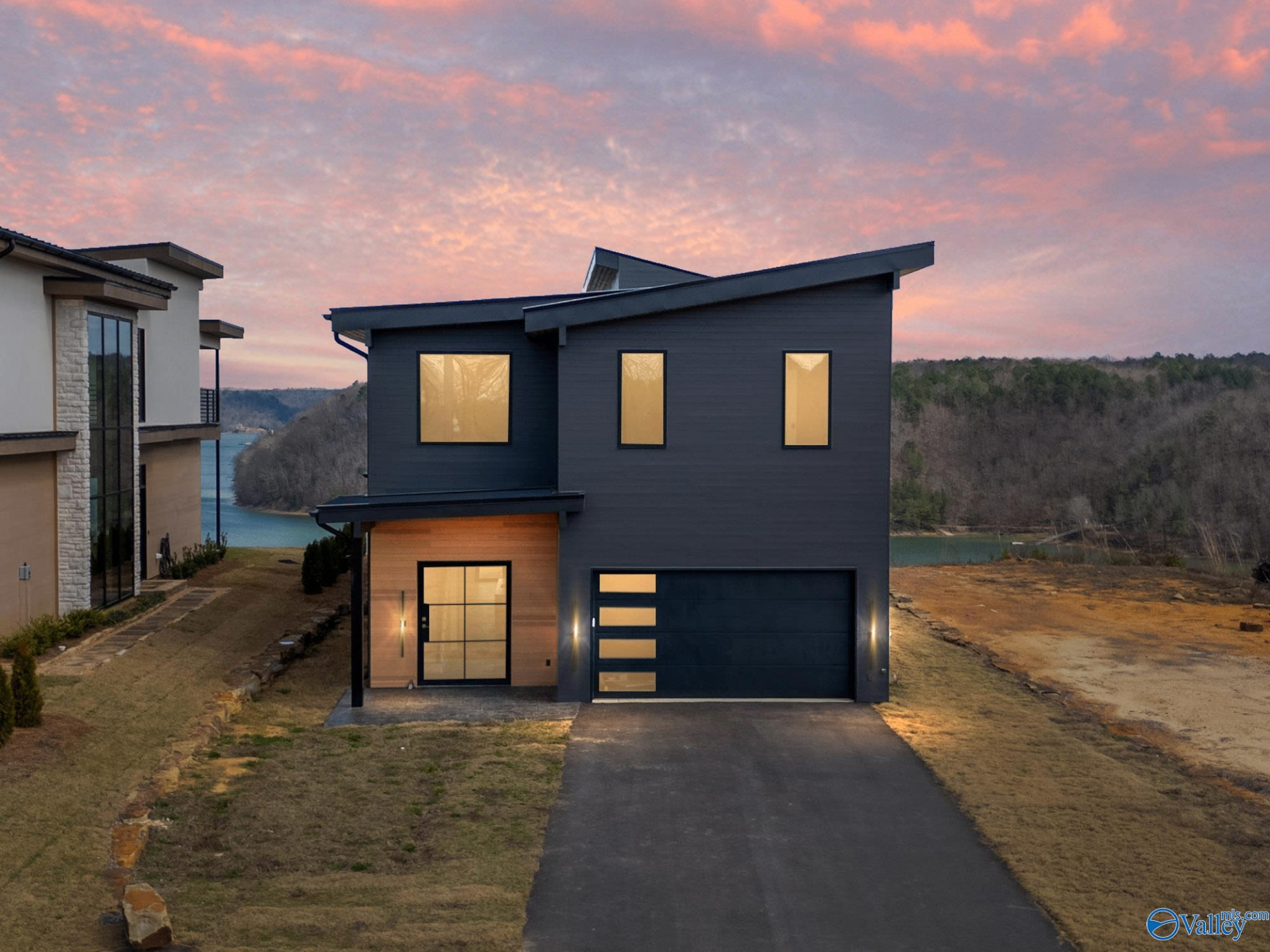 Modern Lakefront at Dusk